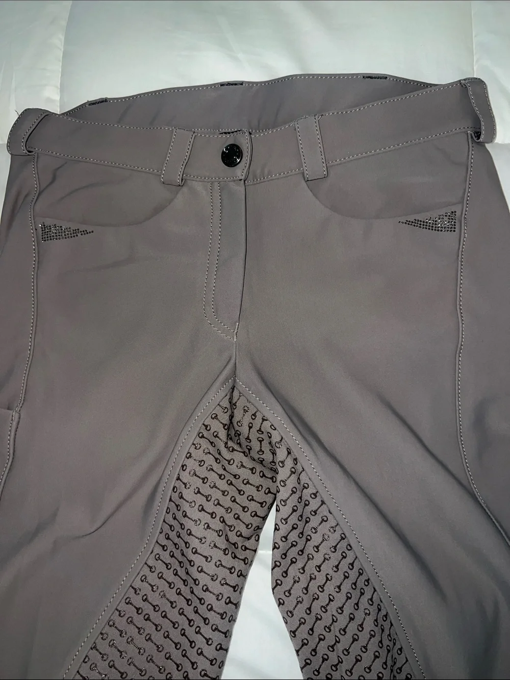 Pikeur Laure GR 38/6Taupe Equitation Breeches with Rhinestone Logo - Picture 4 of 16